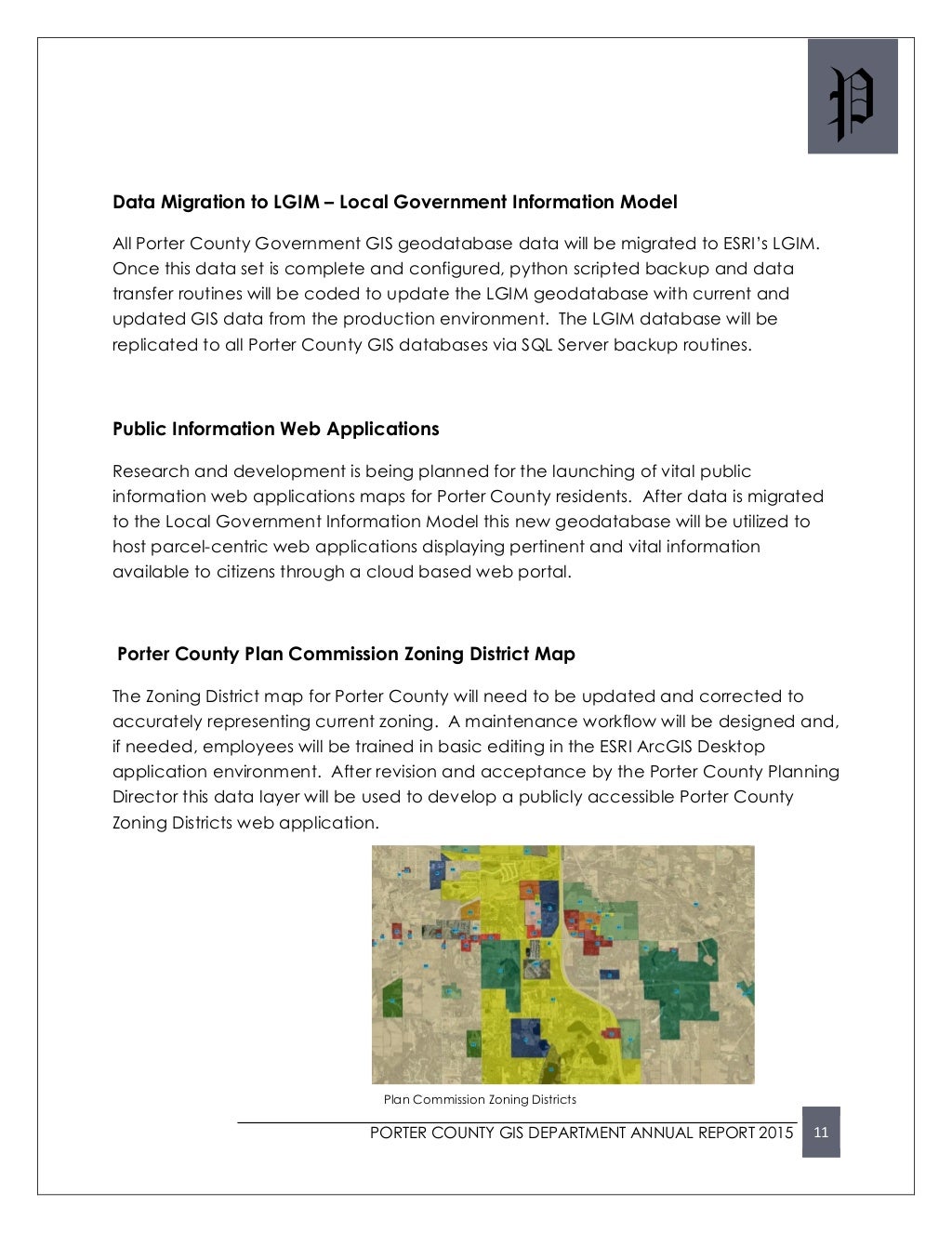 2015 Annual Report of The Porter County GIS Departmant