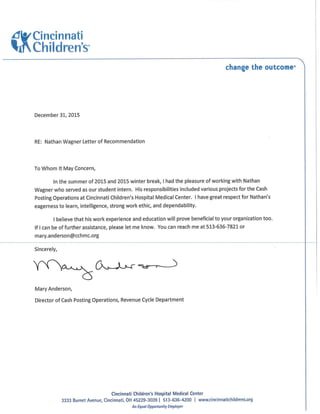 CCHMC recommendation letter