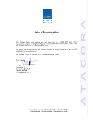 Costea Letter of recommendation Atacora-Oldendorff