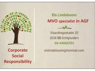 MVO specialist in AGF
Corporate
Social
Responsibility
 