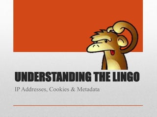 UNDERSTANDING THE LINGO
IP Addresses, Cookies & Metadata
 