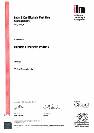 Level 3 Certificate in First Line Management