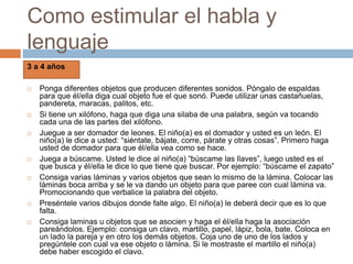Como estimular el habla y lenguaje de su niño; algunas actividades | PPTX