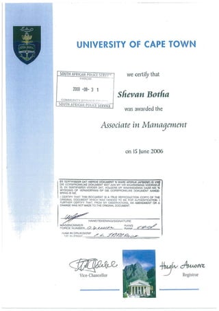 UCT certificate