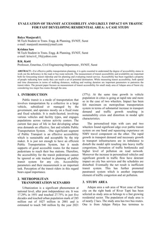EVALUATION OF TRANSIT ACCESSIBILITY AND LIKELY IMPACT ON TRAFFIC | PDF ...