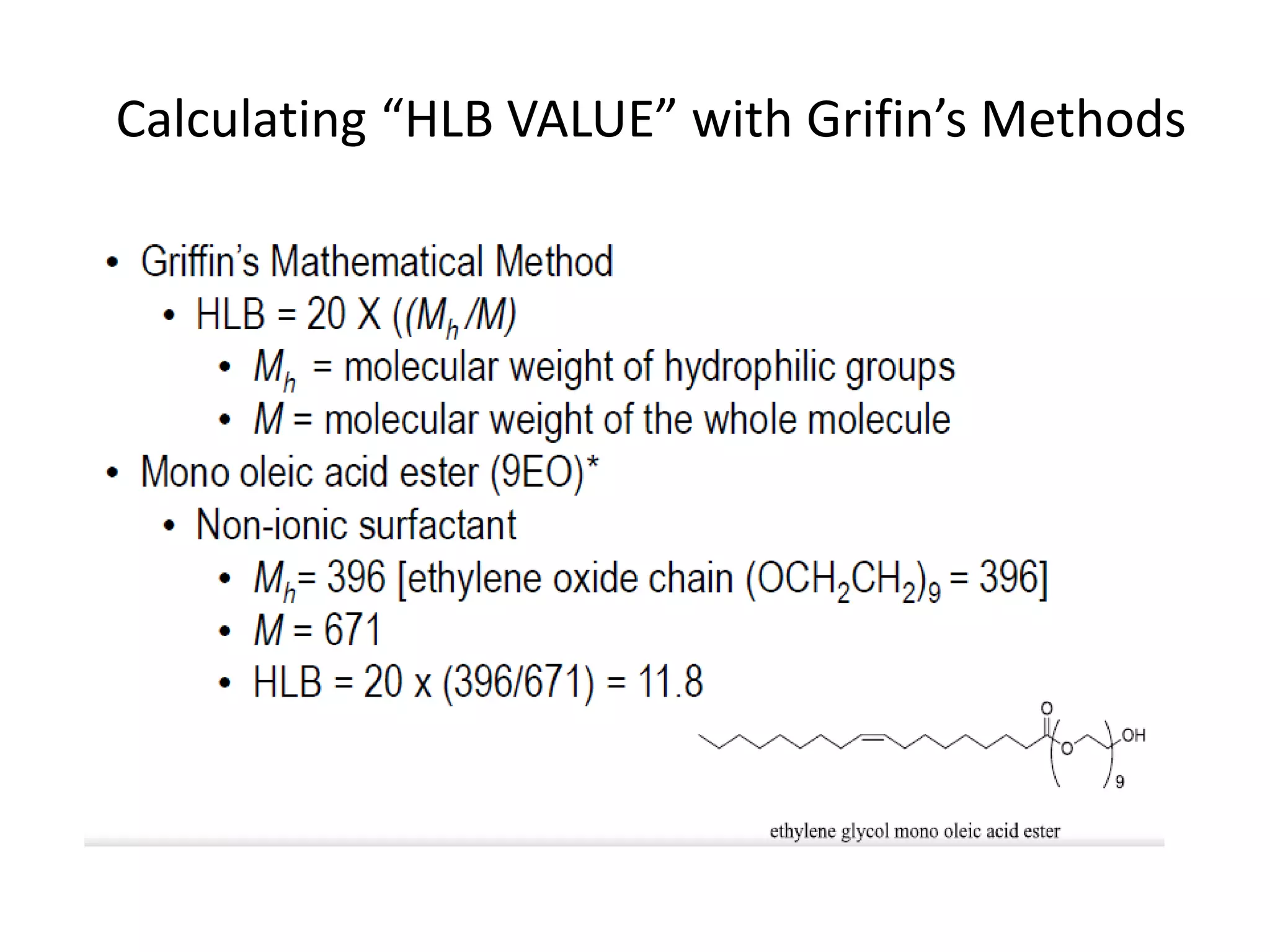 Calculating “HLB VALUE” with Grifin’s Methods
 