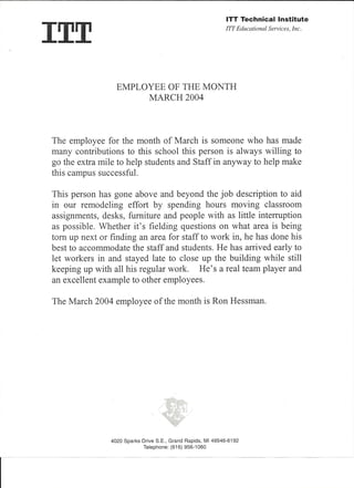 ITT 2004 Employee of Month