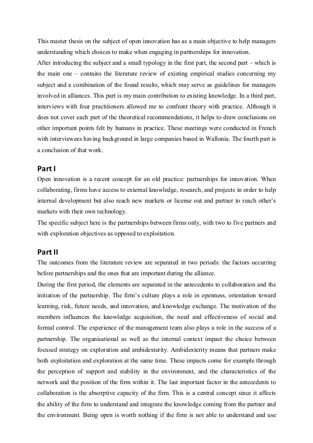Master thesis overview
