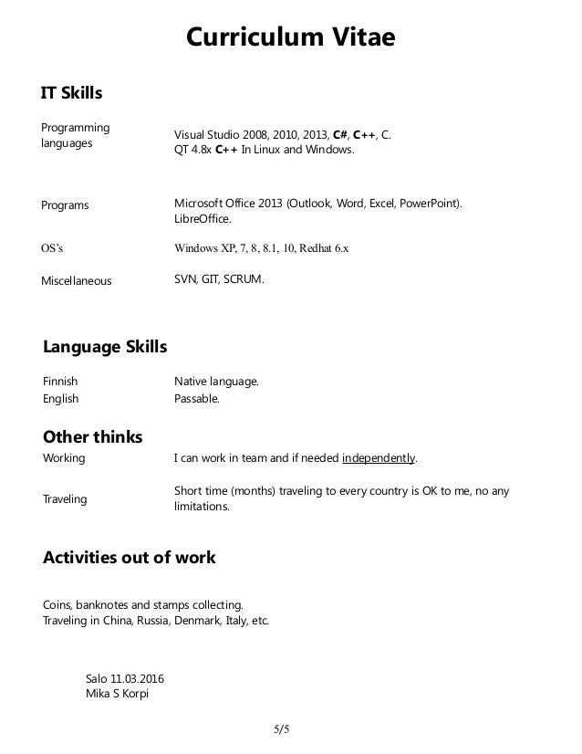 curriculum vitae in german language