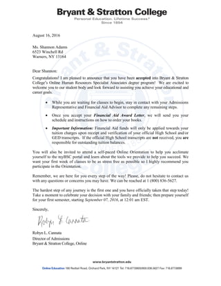 College Acceptance Letter Pdf