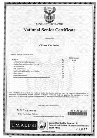 Cilliers National Senior Certificate
