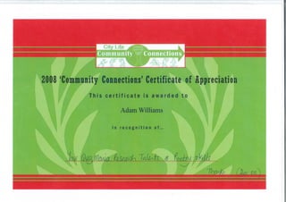 Citylife Community Connections Certificate