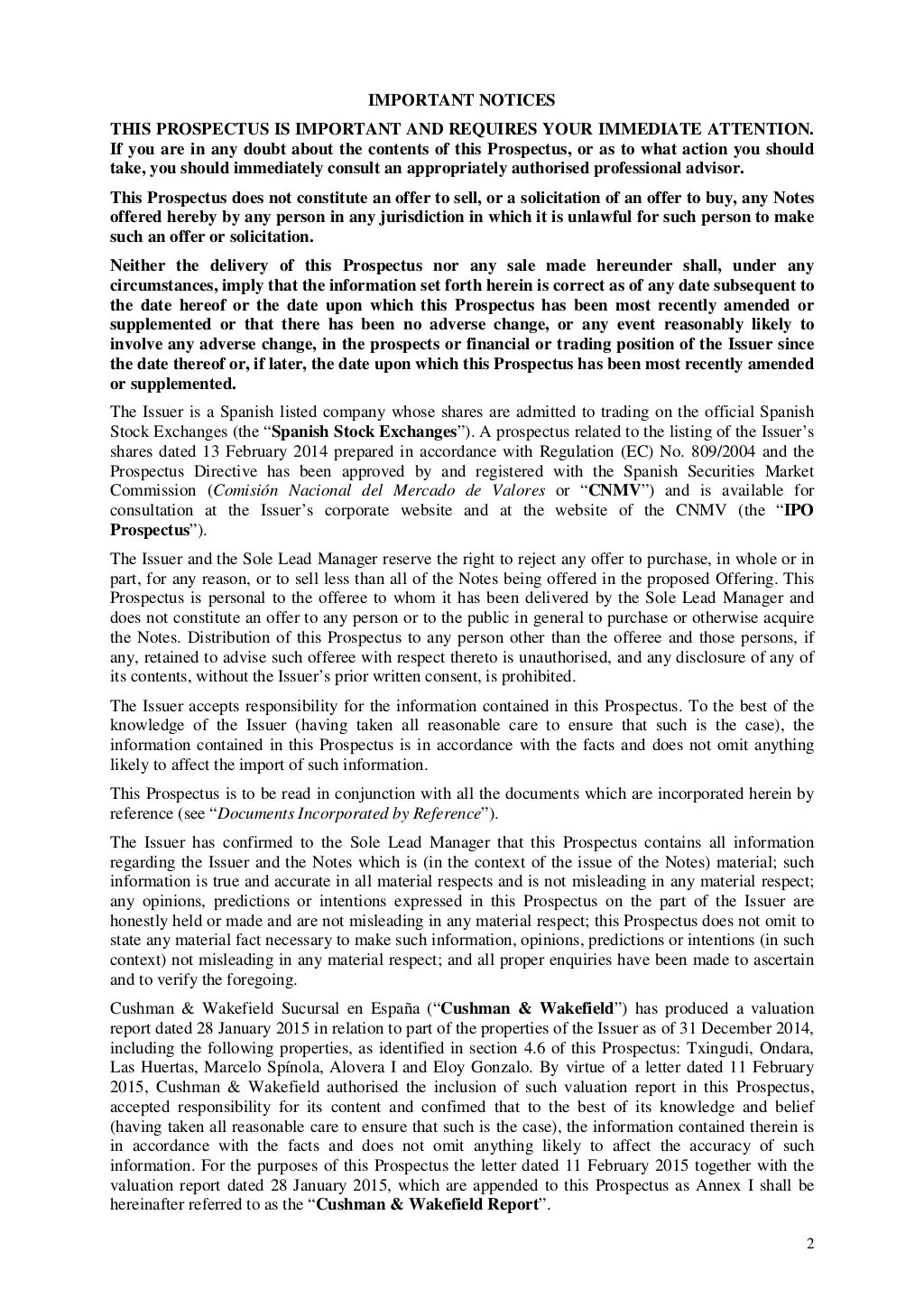 Prospectus Bond Issue