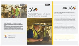 Weitz 360° Facility Life Cycle™ Comprehensive Services —
from concept to ROI.
Process plants are in a state of continuous change due to shifting market
conditions, consumer preferences, technological advancements, environmental
inﬂuences, government regulations and business investments. The challenge
for facility owners is to design and implement proper safeguards to manage
the associated changes to plant assets and operations in order to maximize
ROI on these investments.
Weitz’s 360° Facility Life Cycle services address your needs as individual
services or as a fully integrated solution, so you can focus on key business
issues at hand. Whether you are facing routine maintenance, a capital
expenditure, or a new or expanded plant, Weitz delivers the right services
for one or multiple stages, or continuously, from one stage of your plant’s life
cycle to the next, with the goal of obtaining efﬁcient, long-term operations.
“We needed to double our feed mill capacity within 16 months. We
hadn’t built a feed mill before so it was important for us to team with an
expert to meet our goals. We did our homework and chose Weitz, based
in part on strong recommendations by others in the poultry industry.”
/// Dr. Ed Fryar, CEO/President, Ozark Mountain Poultry
Weitz 360° Facility Life Cycle™
Comprehensive Services
WEITZ.COMC O M M E R C I A L /// I N D U S T R I A L /// H E AV Y I N D U S T R I A L /// S U P P LY C H A I N
It doesn’t stop there. Weitz wants to be on your team, ready to assist with
the various stages of your current and future facility needs. You can count
on Weitz to provide:
+ Reliable, experienced staff, forthe short term orthe long haul
+ Consistency of management, staff and level of service, regardless of
location
+ Long-term cost savings, based on consistent preventative maintenance
and efﬁciencies ofoursystems and dedicatedwork forceteams
+ Leadershipwithvision, provided bytheWeitz managementteam,which
hasproven,results-orientedexperienceandin-depthindustryknowledge
GERALD M. LEUKAM
Vice President, Design Services
P 763.694.7910 / C 612.961.0094
E gerald.leukam@weitz.com
Put Weitz 360° Facility Life Cycle™
Comprehensive Services to work foryou today.
 