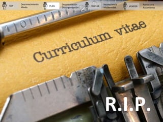 PLAN CONTAR VENDERSOY
Desconocimiento
Miedo
Desorientación
Desorganización
Inconsciencia
Modernidad
Punto cero
Aislamiento...