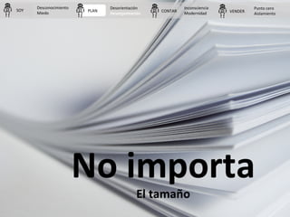 PLAN CONTAR VENDERSOY
Desconocimiento
Miedo
Desorientación
Desorganización
Inconsciencia
Modernidad
Punto cero
Aislamiento
 