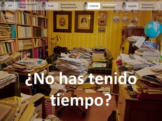 PLAN CONTAR VENDERSOY
Desconocimiento
Miedo
Desorientación
Desorganización
Inconsciencia
Modernidad
Punto cero
Aislamiento...