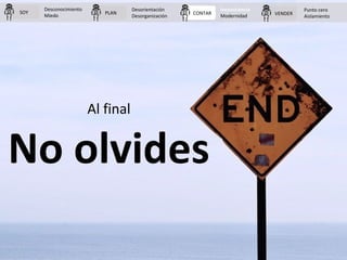 PLAN CONTAR VENDERSOY
Desconocimiento
Miedo
Desorientación
Desorganización
Inconsciencia
Modernidad
Punto cero
Aislamiento...