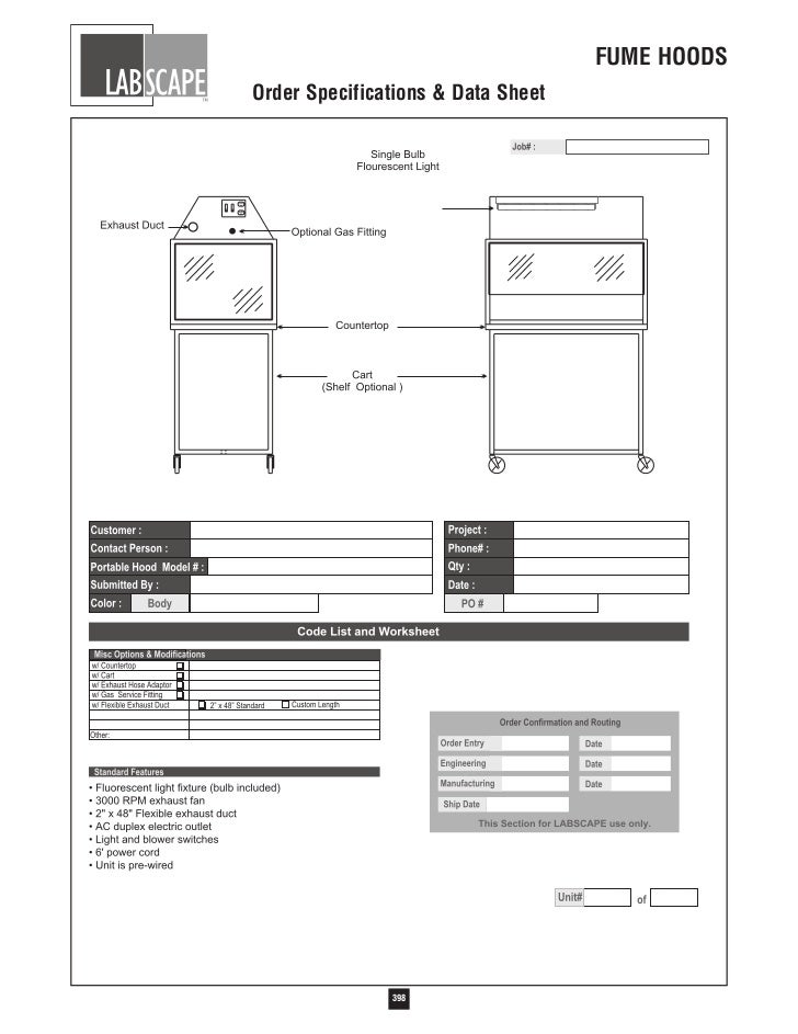 Labscape Fume Hood Catalog