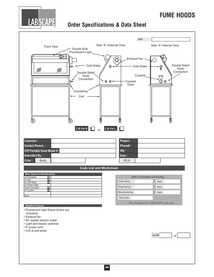 Labscape Fume Hood Catalog
