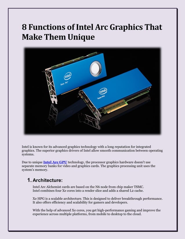 8 Functions of Intel Arc Graphics That Make Them Unique | PDF ... image.