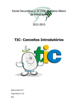 Escola Secundária c/ 3º Ciclo do Ensino Básico
de Pinhal Novo
2012-2013
TIC- Conceitos Introdutórios
Bianca Fanea nº2
Tiago Rocha nº 23
8ºG
 