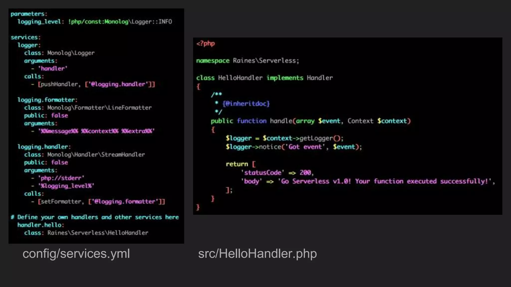 config/services.yml src/HelloHandler.php
 