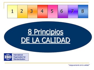 1 8765432
8 Principios
DE LA CALIDAD
“ Aseguramiento de la calidad”
 