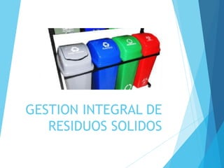 GESTION INTEGRAL DE
RESIDUOS SOLIDOS
 