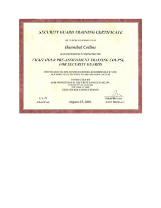 8 Hr Certification