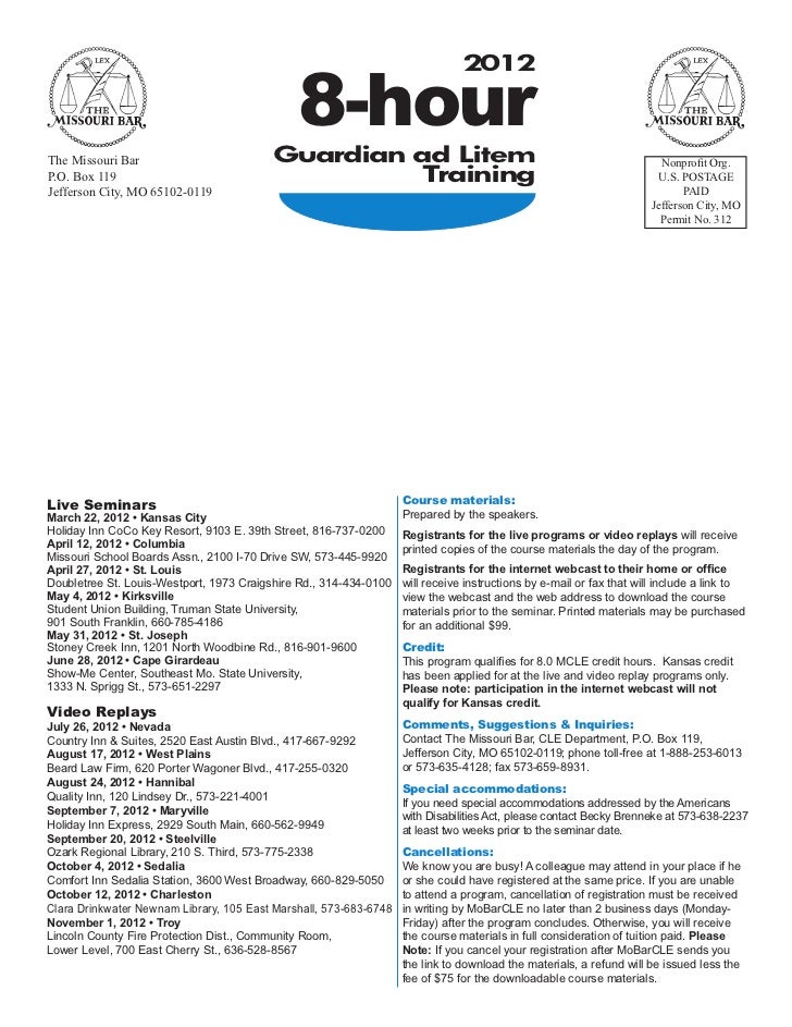 MoBarCLE 8hour Guardian ad Litem Training