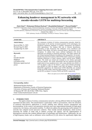 Enhancing handover management in 5G networks with encoder-decoder LSTM ...