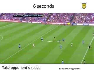 6 seconds
Take opponent’s space Be aware of opponent
 