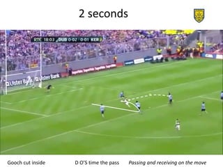 2 seconds
D O’S time the passGooch cut inside Passing and receiving on the move
 