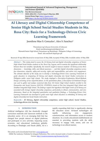 AI Literacy and Digital Citizenship Competence of Senior High School ...