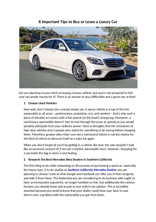 8 important tips to buy or lease a luxury car