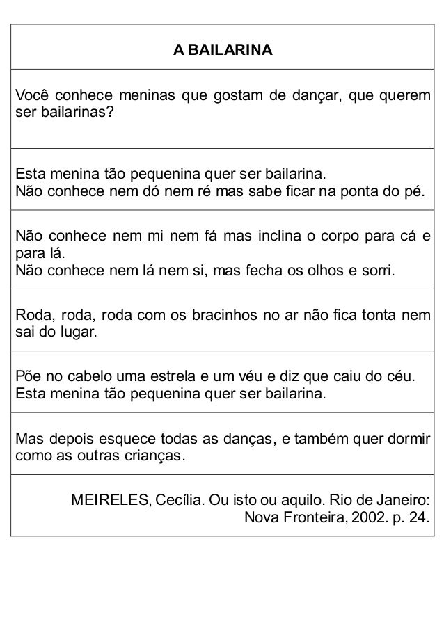 A BAILARINAVocê conhece meninas que gostam de dançar, que queremser bailarinas?Esta menina tão pequenina quer ser baila...