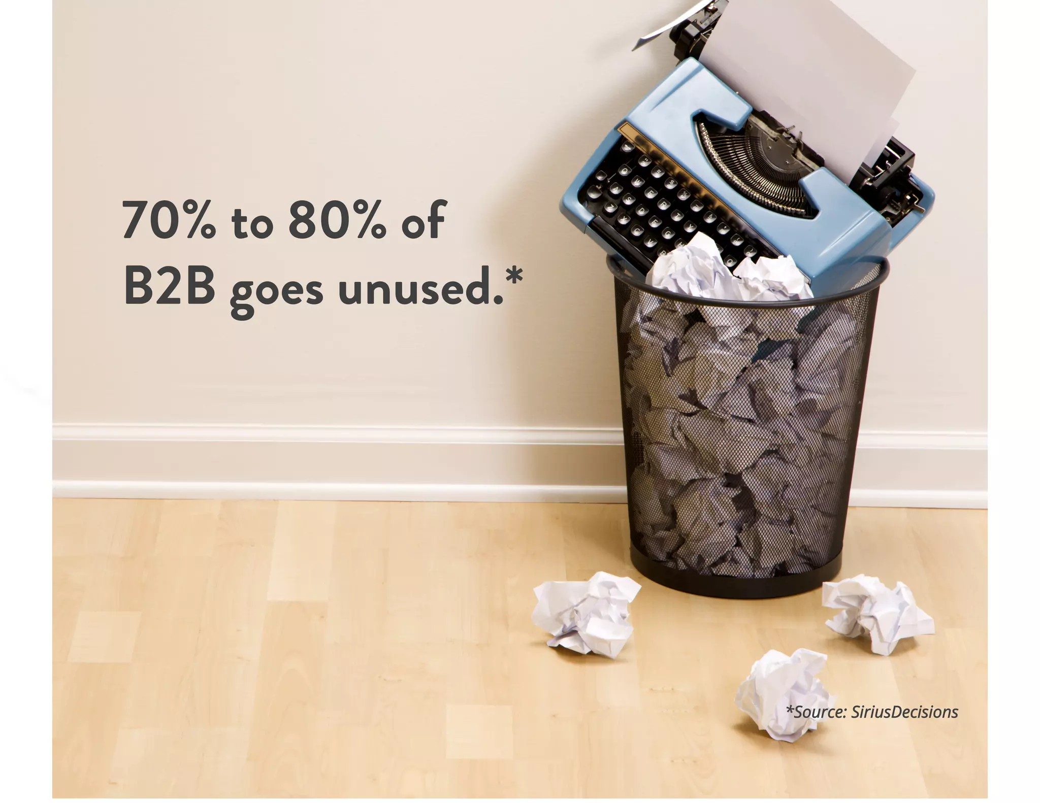 70% to 80% of
B2B goes
unused.*
*Source: SiriusDecisions
 