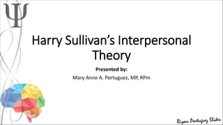 Harry Sullivan’s Interpersonal
Theory
Presented by:
Mary Anne A. Portuguez, MP, RPm
 