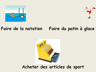 Faire de la natationFaire du patin à glaceAcheter des articles de sport