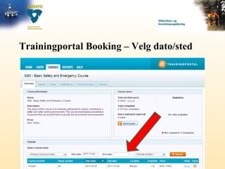 Trainingportal Booking – Velg dato/sted 