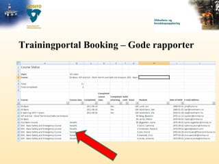 Trainingportal Booking – Gode rapporter 