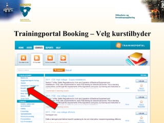 Trainingportal Booking – Velg kurstilbyder 