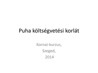 Puha költségvetési korlát
Kornai-kurzus,
Szeged,
2014
 