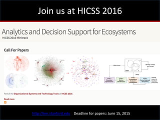 Join	
  us	
  at	
  HICSS	
  2016	
  
hhp://ien.stanford.edu	
  	
  	
  	
  Deadline	
  for	
  papers:	
  June	
  15,	
  2015	
  
 