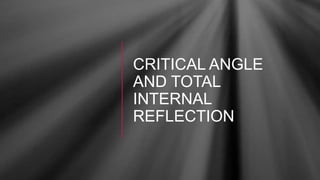CRITICAL ANGLE
AND TOTAL
INTERNAL
REFLECTION
 