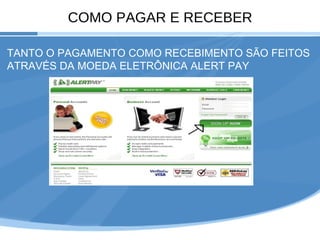 COMO PAGAR E RECEBER TANTO O PAGAMENTO COMO RECEBIMENTO SÃO FEITOS ATRAVÉS DA MOEDA ELETRÔNICA ALERT PAY 
