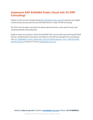 8 Key Reasons to Choose SAP S4HANA Public Cloud for a Resilient ...
