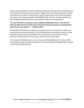 8 Key Reasons to Choose SAP S4HANA Public Cloud for a Resilient ...