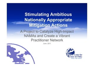 Stimulating Ambitious
Nationally Appropriate
Mitigation Actions
A Project to Catalyze High-Impact
NAMAs and Create a Vibrant
Practitioner Network
June 2011
 